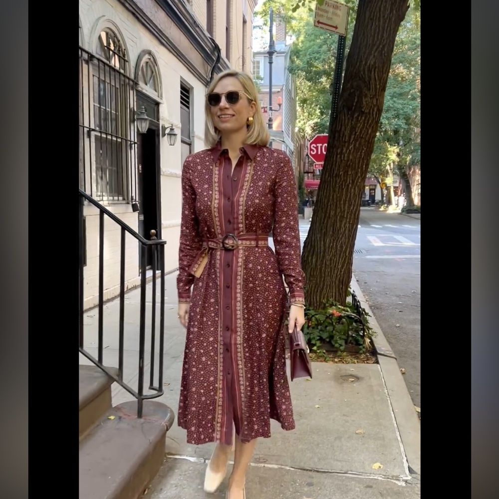 Sezane Tilia Dress Burgundy Floral Dress, size FR38 / US 6 - NWT - Picture 5 of 9